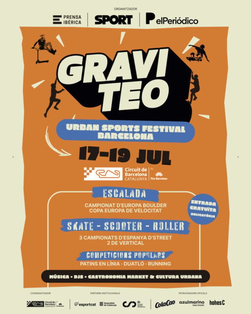 🆕 Aquest juliol acollirem el primer Graviteo Urban Sports Festival Barcelona!! 🙌🧗🛹 

Este julio acogeremos el primer Graviteo Urban Sports Festival Barcelona! 🙌🧗🛹 

This July we’ll be hosting the first Graviteo Urban Sports Festival Barcelona! 🙌🧗🛹 

🙌 @graviteofestival 

🤩 Esports urbans com l’escalada, l’skateboarding, el roller freestyle o l’scooter agafaran el relleu de les competicions de motor en un cap de setmana totalment diferent i ple de propostes per a tots els públics amb música, gastronomia, exhibicions i d’altres proves populars. 

Deportes urbanos como la escalada, el skateboarding, el roller freestyle o el scooter tomarán el relevo de las competiciones de motor en un fin de semana totalmente diferente y lleno de propuestas para todos los públicos, con música, gastronomía, exhibiciones y otras pruebas populares. 

Urban sports such as climbing, skateboarding, roller freestyle and scooter will take over from motor racing competitions during a completely different weekend, packed with activities for all ages, including live music, gastronomy, exhibitions and other popular events. 

🔥 No t’ho pots perdre!!
No te lo puedes perder!!
Don’t miss it!!

📅 17-18-19 Juliol / Julio / July 

🎫 Entrada gratuïta, només cal registrar-se!! Enllaç a la Bio! 😉 
Entrada gratuita – solo tienes que registrarte!! Enlace en la Bio! 😉 
Free entry – just sign up! Link on Bio! 😉 

ℹ️ Més info a les nostres Stories 👆 
ℹ️ Más info en nuestras Stories 👆 
ℹ️ More info in our Stories 👆 

#Graviteo #GraviteoFestival