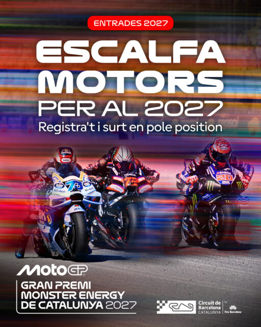🚨 #MotoGP #CatalanGP 2027 🚨

🆕 Escalfa motors per al 2027!!! Aquest proper dimecres 28 de novembre podràs aconseguir la teva entrada pel #CatalanGP amb una gran novetat: LA PRÈVIA!

Calienta motores para 2027! Este próximo miércoles 28 de noviembre podrás conseguir tu entrada para el #CatalanGP con una gran novedad: LA PREVIA!

Warm up your engines for 2027! Tickets for the #CatalanGP go on sale this coming Wednesday 28 November, featuring an exciting new addition: THE RUN-UP!

🙌 Registra't ara i viu el dijous de Gran Premi com mai abans de forma gratuïta! Amb tot el què passa abans del cap de setmana, amb accés a la Fan Zone, música i accés exclusiu al procés de sol·licitud per a la visita al Pit Lane.

Regístrate ahora y vive el jueves de Gran Premi como nunca antes de forma totalmente gratis! Descubre todo lo que ocurre antes del fin de semana, con acceso a la Fan Zone, música y acceso exclusivo al proceso de solicitud para la visita al Pit Lane. 

Register now and experience Grand Prix Thursday like never before for free! Enjoy everything that happens before the race weekend, including access to the Fan Zone, live music, and exclusive opportunity to apply for the Pit Lane visit.

🚥 Registra't ara i viu el dijous de Gran Premi com mai abans de forma gratuïta!

Regístrate ahora y disfruta al máximo del jueves de Gran Premio de forma gratuita!!

Sign up now and make the most of Grand Prix Thursday for free!

ℹ️📧 Link amb tots els detalls i el registre a les nostres Stories i Bio 👆
ℹ️📧 Enlace con todos los detalles y el registro en nuestras Stories y en la Bio 👆
ℹ️📧 Find all the details and registration link in our Stories and Bio 👆

ℹ️ Abonats #SocCircuit 
Seguim treballant en el calendari esportiu i l'abonament de la temporada 2027, en breu rebreu més detalls per correu electrònic.

Seguimos trabajando en el calendario deportivo y en el abono de la temporada 2027. Muy pronto recibiréis más detalles por correo electrónico.

We're still working on the sporting calendar and season pass for the 2027 season. You'll receive more details by email soon.